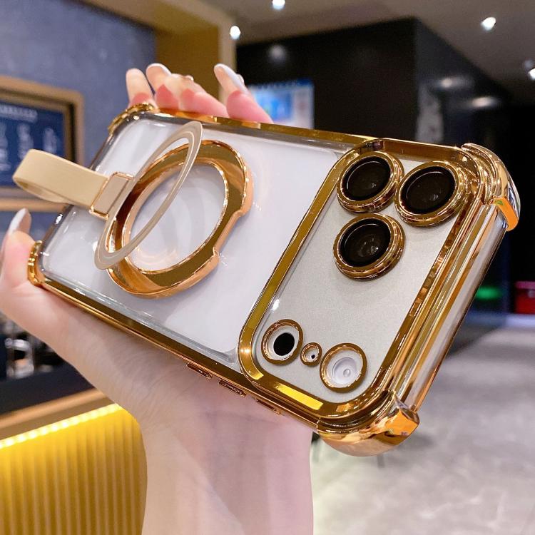 Coque de téléphone magnétique en TPU + acrylique avec anneau de protection en cristal, pour iPhone 17 Pro Max, pour iPhone 17 Pro, pour iPhone 17, pour iPhone Air, pour iPhone 16 Pro Max, pour iPhone 16 Pro