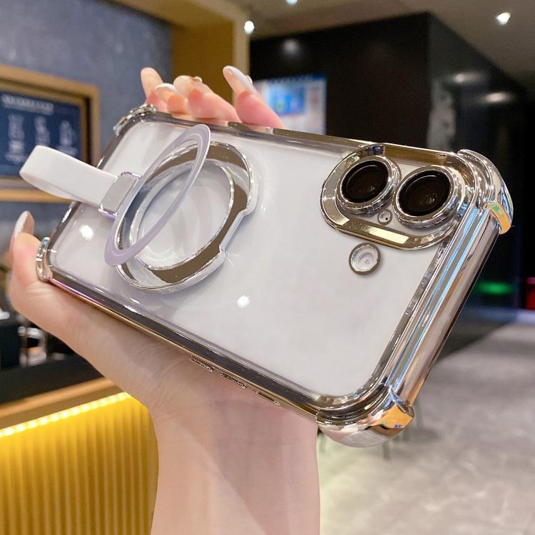 Étui magnétique pour téléphone en TPU et acrylique Crystal Shield Ring Holde, pour iPhone 16 Plus, pour iPhone 16, pour iPhone 15 Pro Max, pour iPhone 15 Pro, pour iPhone 15 Plus, pour iPhone 15