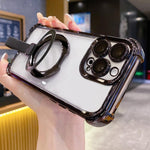 Étui magnétique pour téléphone en TPU et acrylique Crystal Shield Ring Holde, pour iPhone 16 Plus, pour iPhone 16, pour iPhone 15 Pro Max, pour iPhone 15 Pro, pour iPhone 15 Plus, pour iPhone 15