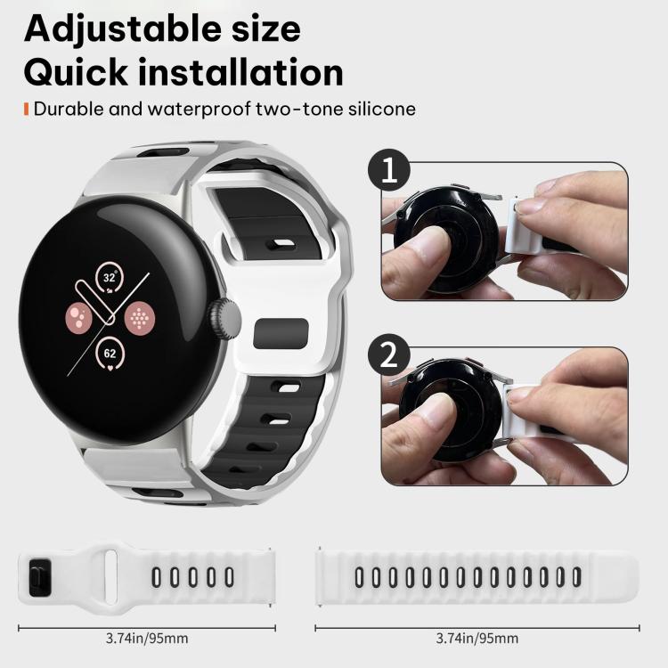 Bracelet de montre en silicone bicolore à tête plate xDfind, pour Google Pixel Watch 4 / 3 / 2 / 1 41mm