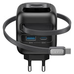 Chargeur de voyage Havit UC252 65W 3 en 1 GaN avec câble rétractable Type-C, UC252 (prise EU), UC252 (prise US)