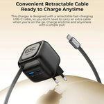 Chargeur de voyage Havit UC252 65W 3 en 1 GaN avec câble rétractable Type-C, UC252 (prise EU), UC252 (prise US)