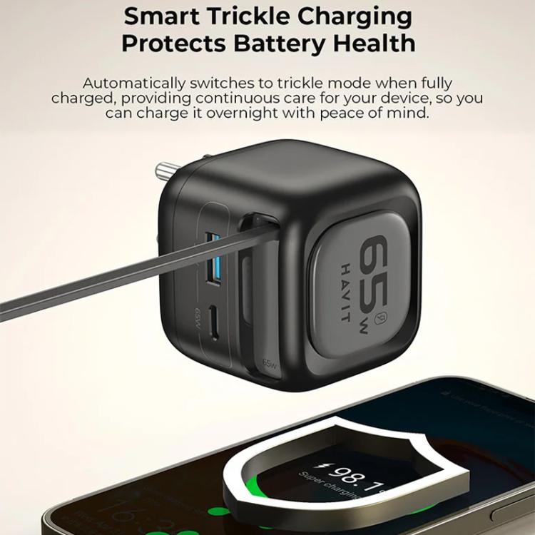 Chargeur de voyage Havit UC252 65W 3 en 1 GaN avec câble rétractable Type-C, UC252 (prise EU), UC252 (prise US)