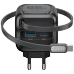 Chargeur de voyage Havit UC253 65W 3 en 1 GaN avec câble rétractable Type-C, UC253 (prise EU)