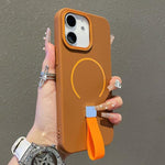 Coque de téléphone magnétique en TPU effet peau avec sangle en silicone, pour iPhone 13, pour iPhone 12 / 12 Pro, pour iPhone 12 Pro Max, pour iPhone 11 Pro Max, pour iPhone 11, pour iPhone 11 Pro