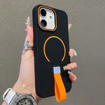 Coque de téléphone magnétique en TPU effet peau avec sangle en silicone, pour iPhone 13, pour iPhone 12 / 12 Pro, pour iPhone 12 Pro Max, pour iPhone 11 Pro Max, pour iPhone 11, pour iPhone 11 Pro