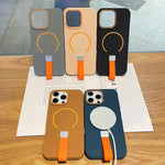 Coque de téléphone magnétique en TPU effet peau avec sangle en silicone, pour iPhone 13, pour iPhone 12 / 12 Pro, pour iPhone 12 Pro Max, pour iPhone 11 Pro Max, pour iPhone 11, pour iPhone 11 Pro