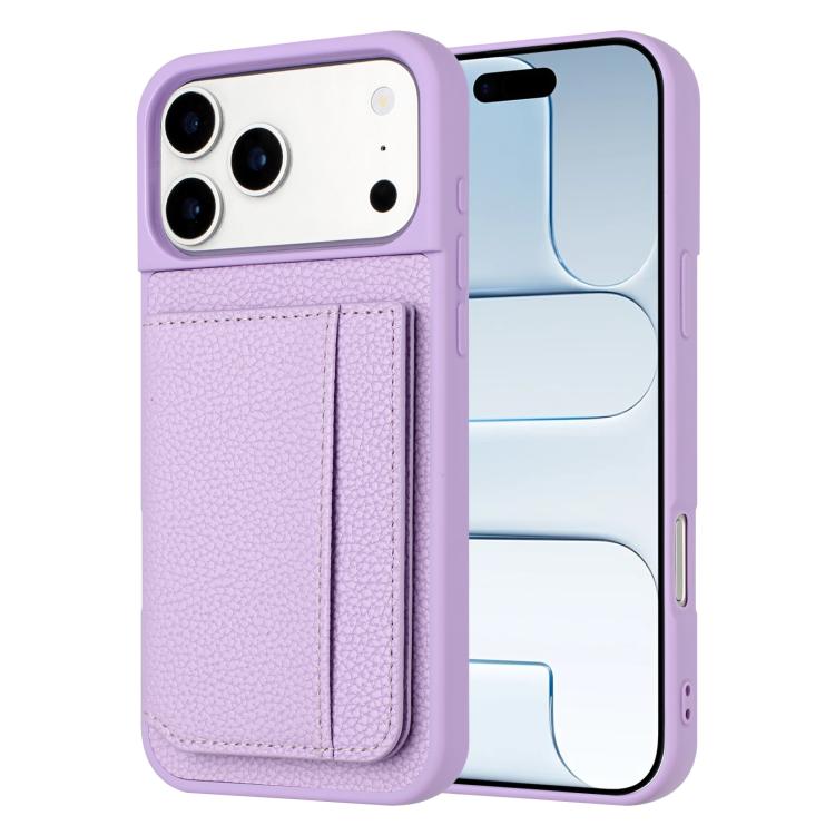 Coque de téléphone à motif litchi avec porte-cartes magnétique, Pour iPhone 17 Pro Max, Pour iPhone 17 Pro