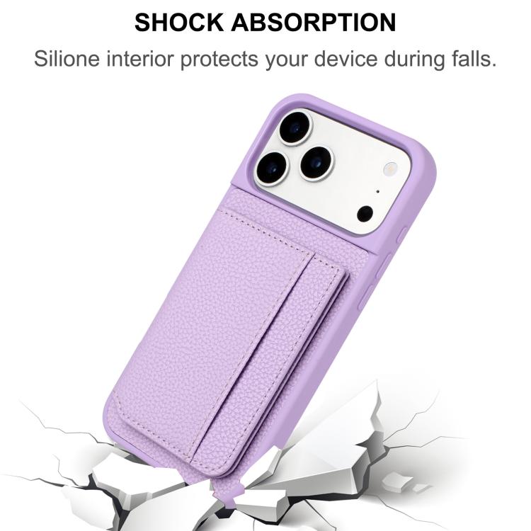 Coque de téléphone à motif litchi avec porte-cartes magnétique, Pour iPhone 17 Pro Max, Pour iPhone 17 Pro