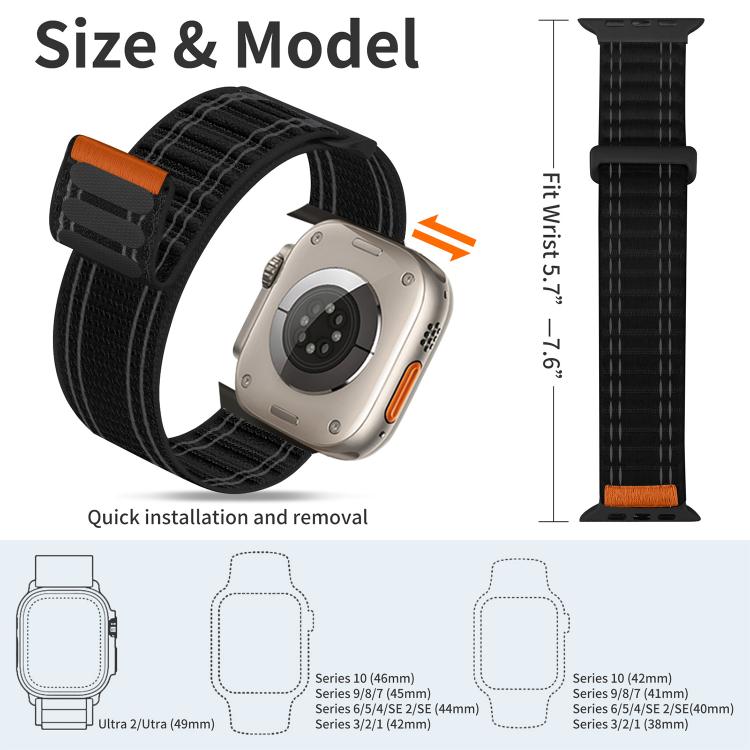 xDfind Bracelet de montre en nylon tissé à boucle auto-agrippante, pour Apple Watch 42 / 44 / 45 / 46 / 49 mm, pour Apple Watch 38 / 40 / 41 / S11 42 mm