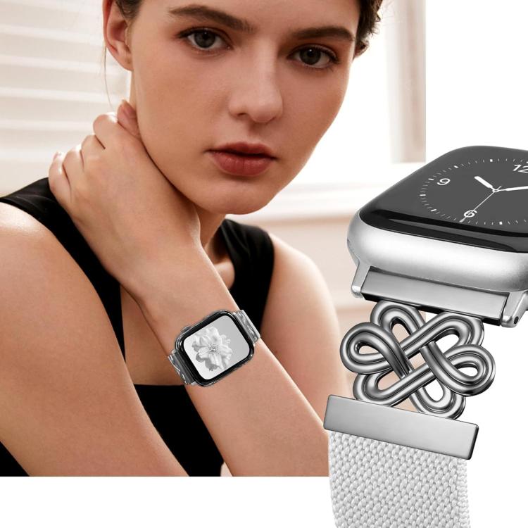 xDfind Bracelet de montre à boucle magnétique tressée en nylon à nœud chinois, pour Apple Watch 42 / 44 / 45 / 46 / 49mm, pour Apple Watch 38 / 40 / 41 / S11 42mm