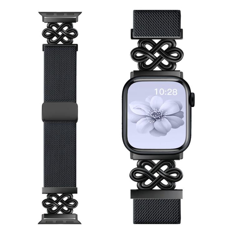 xDfind Bracelet de montre à boucle magnétique tressée en nylon à nœud chinois, pour Apple Watch 42 / 44 / 45 / 46 / 49mm, pour Apple Watch 38 / 40 / 41 / S11 42mm