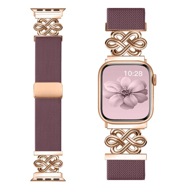 xDfind Bracelet de montre à boucle magnétique tressée en nylon à nœud chinois, pour Apple Watch 42 / 44 / 45 / 46 / 49mm, pour Apple Watch 38 / 40 / 41 / S11 42mm