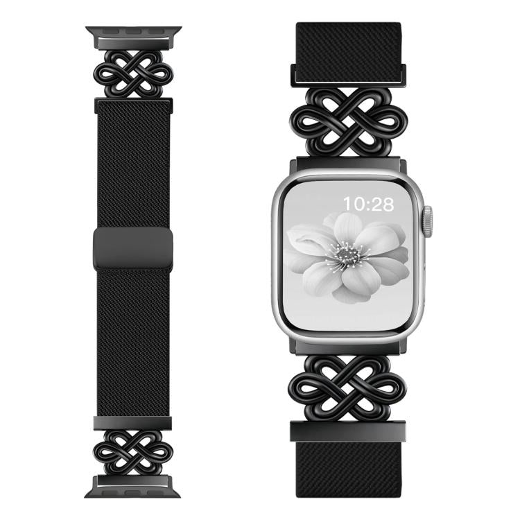 xDfind Bracelet de montre à boucle magnétique tressée en nylon à nœud chinois, pour Apple Watch 42 / 44 / 45 / 46 / 49mm, pour Apple Watch 38 / 40 / 41 / S11 42mm