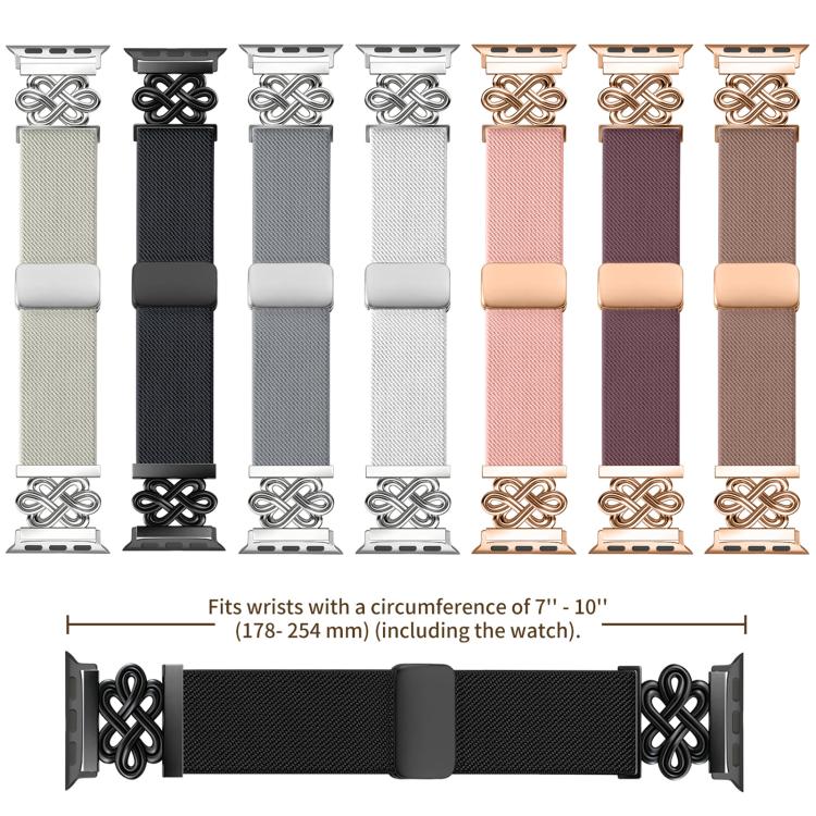 xDfind Bracelet de montre à boucle magnétique tressée en nylon à nœud chinois, pour Apple Watch 42 / 44 / 45 / 46 / 49mm, pour Apple Watch 38 / 40 / 41 / S11 42mm