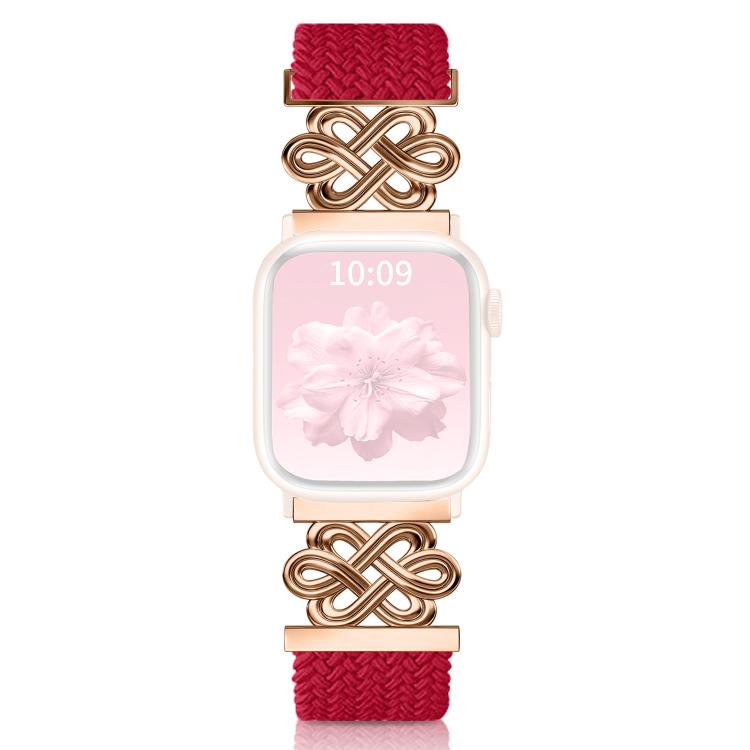 xDfind Bracelet de montre en nylon tressé arc-en-ciel avec nœud chinois et boucle magnétique, pour Apple Watch 42 / 44 / 45 / 46 / 49 mm, pour Apple Watch 38 / 40 / 41 / S11 42 mm