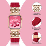 xDfind Bracelet de montre en nylon tressé arc-en-ciel avec nœud chinois et boucle magnétique, pour Apple Watch 42 / 44 / 45 / 46 / 49 mm, pour Apple Watch 38 / 40 / 41 / S11 42 mm