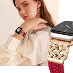 xDfind Bracelet de montre en nylon tressé arc-en-ciel avec nœud chinois et boucle magnétique, pour Apple Watch 42 / 44 / 45 / 46 / 49 mm, pour Apple Watch 38 / 40 / 41 / S11 42 mm