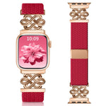 xDfind Bracelet de montre en nylon tressé arc-en-ciel avec nœud chinois et boucle magnétique, pour Apple Watch 42 / 44 / 45 / 46 / 49 mm, pour Apple Watch 38 / 40 / 41 / S11 42 mm