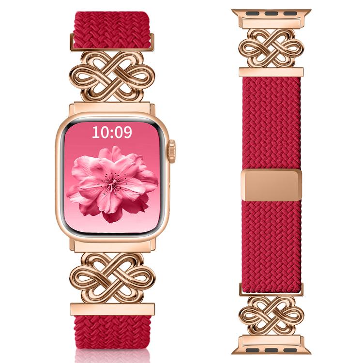 xDfind Bracelet de montre en nylon tressé arc-en-ciel avec nœud chinois et boucle magnétique, pour Apple Watch 42 / 44 / 45 / 46 / 49 mm, pour Apple Watch 38 / 40 / 41 / S11 42 mm