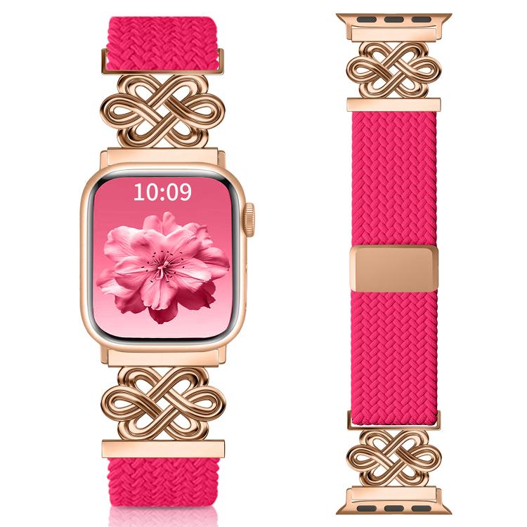 xDfind Bracelet de montre en nylon tressé arc-en-ciel avec nœud chinois et boucle magnétique, pour Apple Watch 42 / 44 / 45 / 46 / 49 mm, pour Apple Watch 38 / 40 / 41 / S11 42 mm