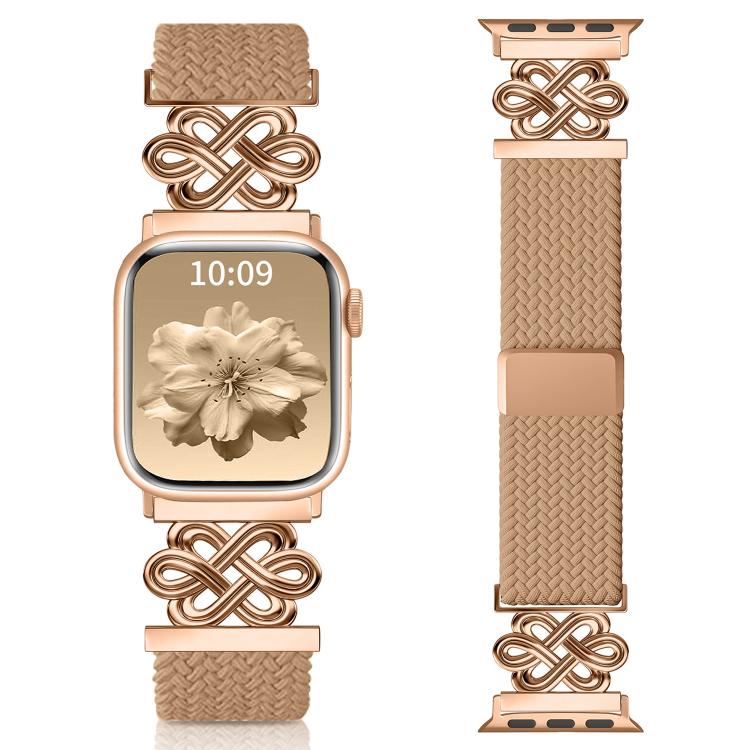 xDfind Bracelet de montre en nylon tressé arc-en-ciel avec nœud chinois et boucle magnétique, pour Apple Watch 42 / 44 / 45 / 46 / 49 mm, pour Apple Watch 38 / 40 / 41 / S11 42 mm