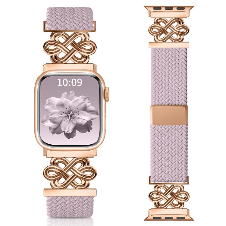 xDfind Bracelet de montre en nylon tressé arc-en-ciel avec nœud chinois et boucle magnétique, pour Apple Watch 42 / 44 / 45 / 46 / 49 mm, pour Apple Watch 38 / 40 / 41 / S11 42 mm