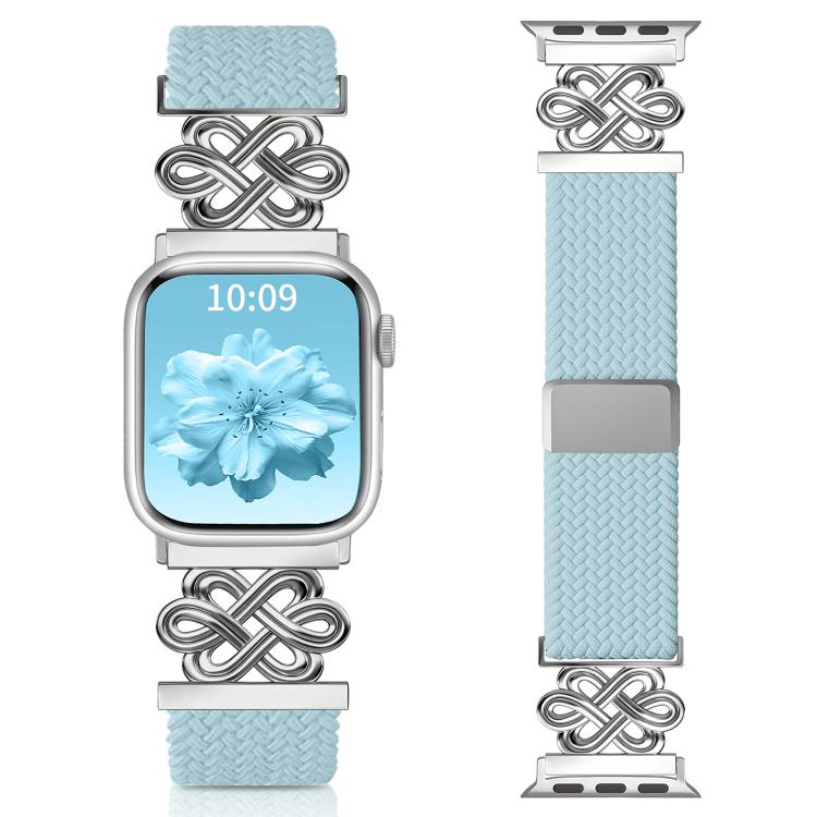 xDfind Bracelet de montre en nylon tressé arc-en-ciel avec nœud chinois et boucle magnétique, pour Apple Watch 42 / 44 / 45 / 46 / 49 mm, pour Apple Watch 38 / 40 / 41 / S11 42 mm