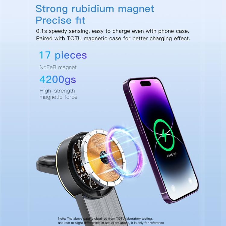 Chargeur sans fil magnétique 3 en 1 TOTU CW-1-W pour téléphone, écouteurs et montre, CW-1-W