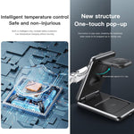 TOTU CW-4-W Wireless Charging Station 3 in 1 Magnetic Folding Charger Stand for Phone Watch Earbuds, CW-4-W