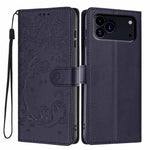 Étui de téléphone en cuir végétalien gaufré chat arbre avec rabat, pour iPhone 17e / 16e, pour iPhone 17 Pro Max, pour iPhone 17 Pro, pour iPhone 17, pour iPhone Air, pour iPhone 16 Pro Max