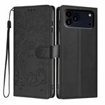 Étui de téléphone en cuir végétalien gaufré chat arbre avec rabat, pour iPhone 17e / 16e, pour iPhone 17 Pro Max, pour iPhone 17 Pro, pour iPhone 17, pour iPhone Air, pour iPhone 16 Pro Max