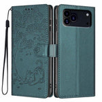 Étui de téléphone en cuir végétalien gaufré chat arbre avec rabat, pour iPhone 17e / 16e, pour iPhone 17 Pro Max, pour iPhone 17 Pro, pour iPhone 17, pour iPhone Air, pour iPhone 16 Pro Max