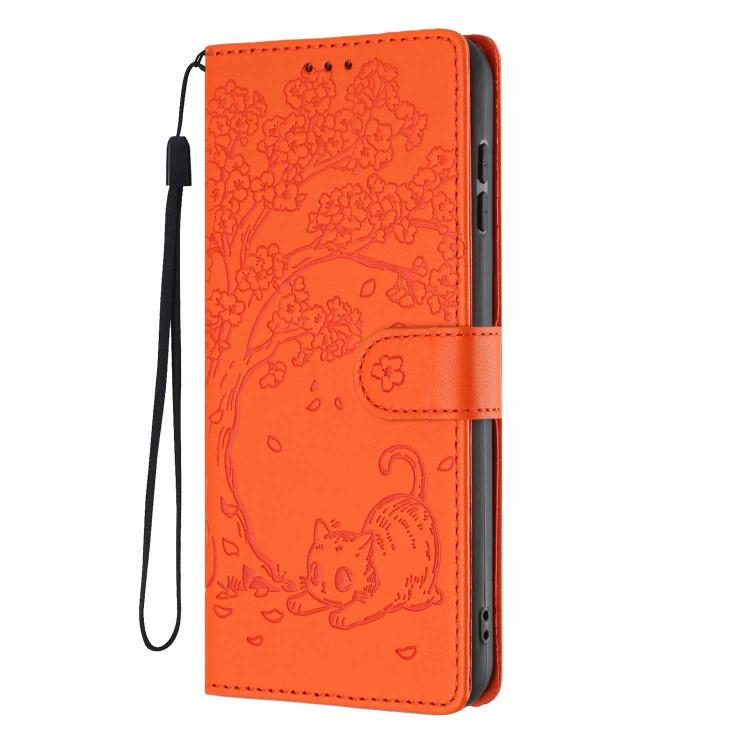 Étui de téléphone en cuir végétalien gaufré chat arbre avec rabat, pour iPhone 17e / 16e, pour iPhone 17 Pro Max, pour iPhone 17 Pro, pour iPhone 17, pour iPhone Air, pour iPhone 16 Pro Max
