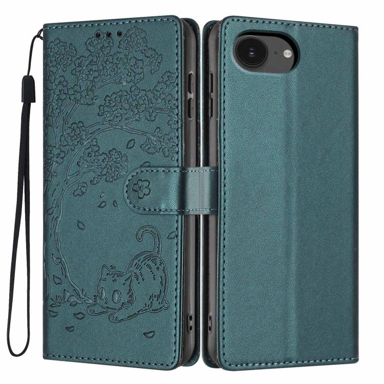 Étui de téléphone en cuir végétalien gaufré chat arbre avec rabat, pour iPhone 17e / 16e, pour iPhone 17 Pro Max, pour iPhone 17 Pro, pour iPhone 17, pour iPhone Air, pour iPhone 16 Pro Max