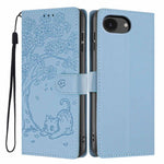 Étui de téléphone en cuir végétalien gaufré chat arbre avec rabat, pour iPhone 17e / 16e, pour iPhone 17 Pro Max, pour iPhone 17 Pro, pour iPhone 17, pour iPhone Air, pour iPhone 16 Pro Max