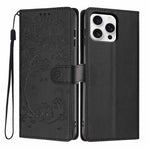 Étui de téléphone en cuir végétalien gaufré chat arbre avec rabat, pour iPhone 17e / 16e, pour iPhone 17 Pro Max, pour iPhone 17 Pro, pour iPhone 17, pour iPhone Air, pour iPhone 16 Pro Max