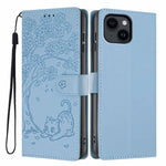 Étui de téléphone en cuir vegan gaufré chat arbre, pour iPhone 16 Pro, pour iPhone 16 Plus, pour iPhone 16, pour iPhone 15 Pro Max, pour iPhone 15 Pro, pour iPhone 15 Plus