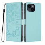 Tree Cat Embossed Flip Vegan Leather Phone Case, For iPhone 15, For iPhone 14 Plus, For iPhone 14, For iPhone 14 Pro, For iPhone 14 Pro Max, For iPhone 13 Pro Max