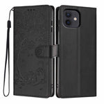 Tree Cat Embossed Flip Vegan Leather Phone Case, For iPhone 13 Pro, For iPhone 13, For iPhone 12 Pro Max, For iPhone 12 / 12 Pro, For iPhone 11 Pro Max, For iPhone 11