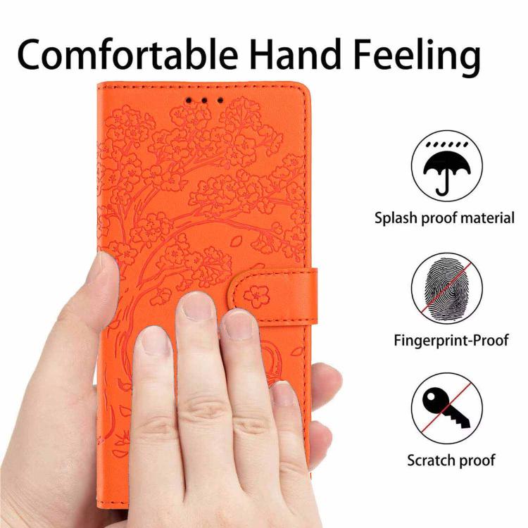 Étui de téléphone en cuir végétalien gaufré chat arbre, pour iPhone 11 Pro