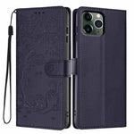 Étui de téléphone en cuir végétalien gaufré chat arbre, pour iPhone 11 Pro