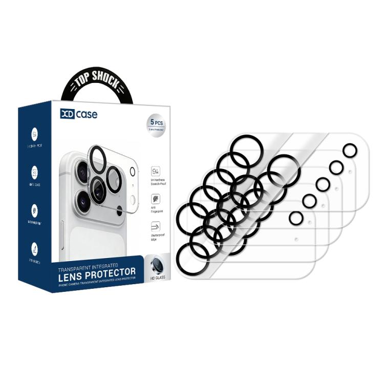 XDcase 5 films de protection en verre trempé pour caméra arrière avec sérigraphie intégrée, pour iPhone 17 Pro Max, pour iPhone 17 Pro, pour iPhone 17, pour iPhone Air