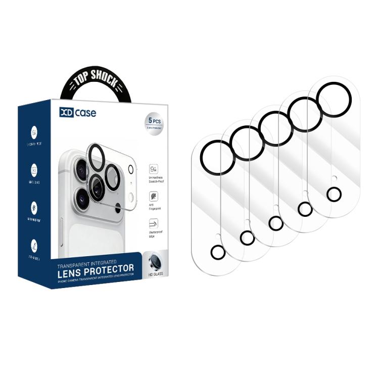XDcase 5 films de protection en verre trempé pour caméra arrière avec sérigraphie intégrée, pour iPhone 17 Pro Max, pour iPhone 17 Pro, pour iPhone 17, pour iPhone Air