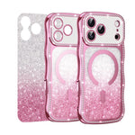 Coque de téléphone magnétique scintillante en TPU à cadre ondulé avec diamant électrolytique, Pour iPhone 17 Pro Max, Pour iPhone 17 Pro, Pour iPhone 17, Pour iPhone 16 Pro Max, Pour iPhone 16 Pro, Pour iPhone 16