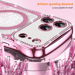 Coque de téléphone magnétique scintillante en TPU à cadre ondulé avec diamant électrolytique, Pour iPhone 17 Pro Max, Pour iPhone 17 Pro, Pour iPhone 17, Pour iPhone 16 Pro Max, Pour iPhone 16 Pro, Pour iPhone 16