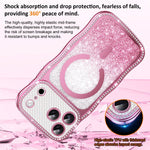 Coque de téléphone magnétique scintillante en TPU à cadre ondulé avec diamant électrolytique, Pour iPhone 17 Pro Max, Pour iPhone 17 Pro, Pour iPhone 17, Pour iPhone 16 Pro Max, Pour iPhone 16 Pro, Pour iPhone 16