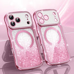 Coque de téléphone magnétique scintillante en TPU à cadre ondulé avec diamant électrolytique, Pour iPhone 17 Pro Max, Pour iPhone 17 Pro, Pour iPhone 17, Pour iPhone 16 Pro Max, Pour iPhone 16 Pro, Pour iPhone 16