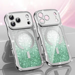 Coque de téléphone magnétique scintillante en TPU à cadre ondulé avec diamant électrolytique, Pour iPhone 17 Pro Max, Pour iPhone 17 Pro, Pour iPhone 17, Pour iPhone 16 Pro Max, Pour iPhone 16 Pro, Pour iPhone 16