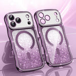 Coque de téléphone magnétique scintillante en TPU à cadre ondulé avec diamant électrolytique, Pour iPhone 17 Pro Max, Pour iPhone 17 Pro, Pour iPhone 17, Pour iPhone 16 Pro Max, Pour iPhone 16 Pro, Pour iPhone 16
